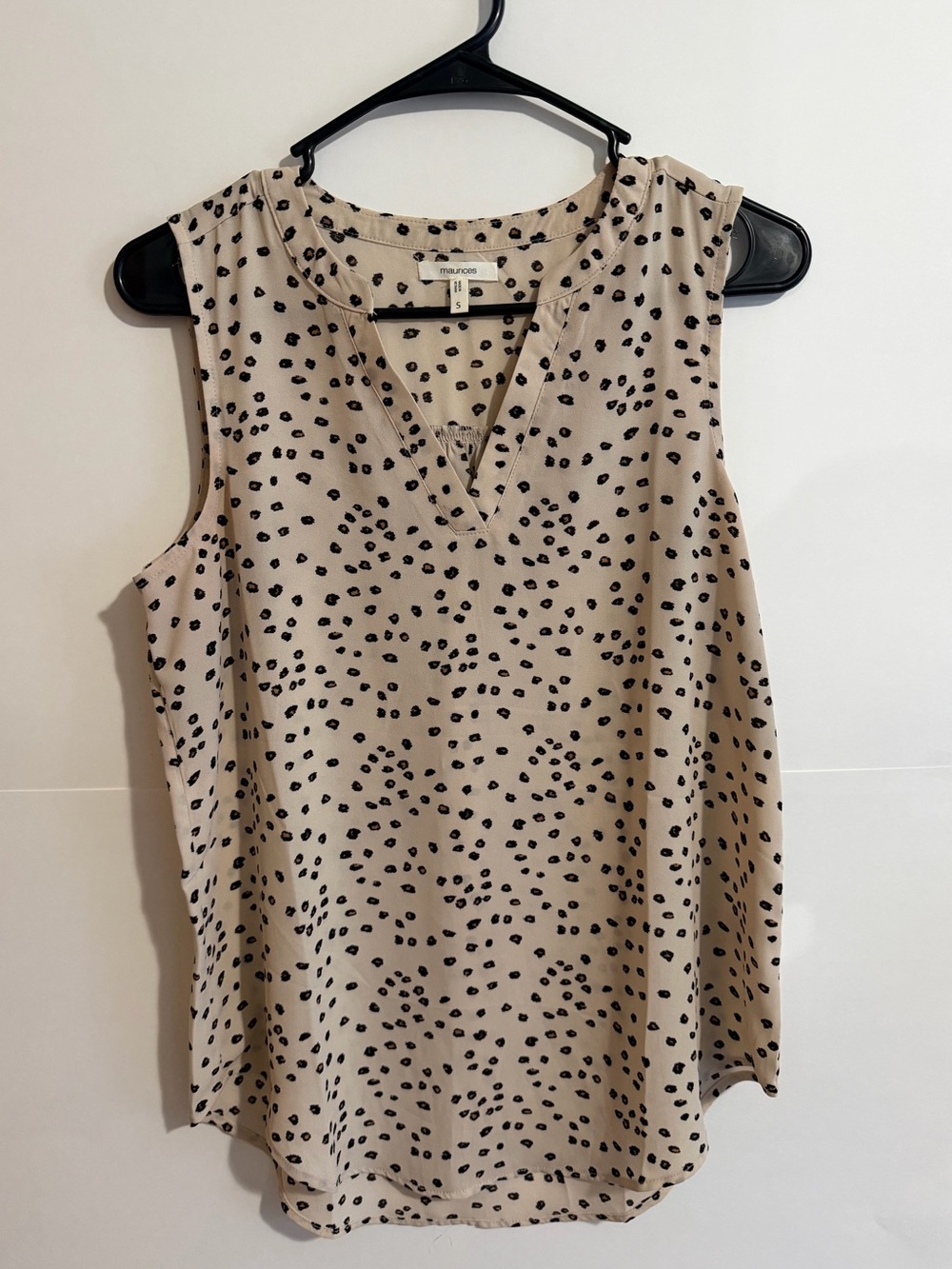 Maurices Beige Sleeveless V-Neck Polka Dot Tank